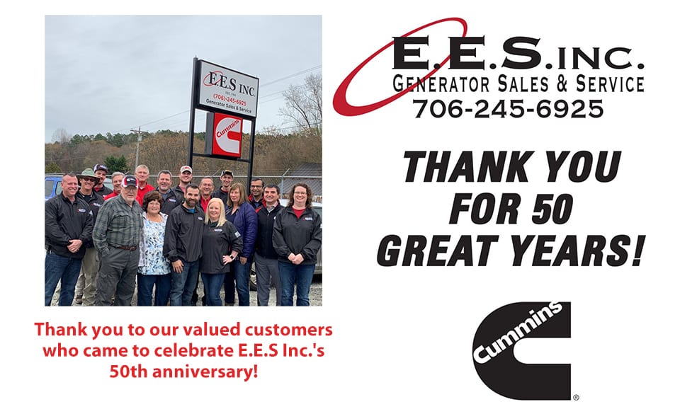 E.E.S. Inc. | Thank you postcard image for 50 great years